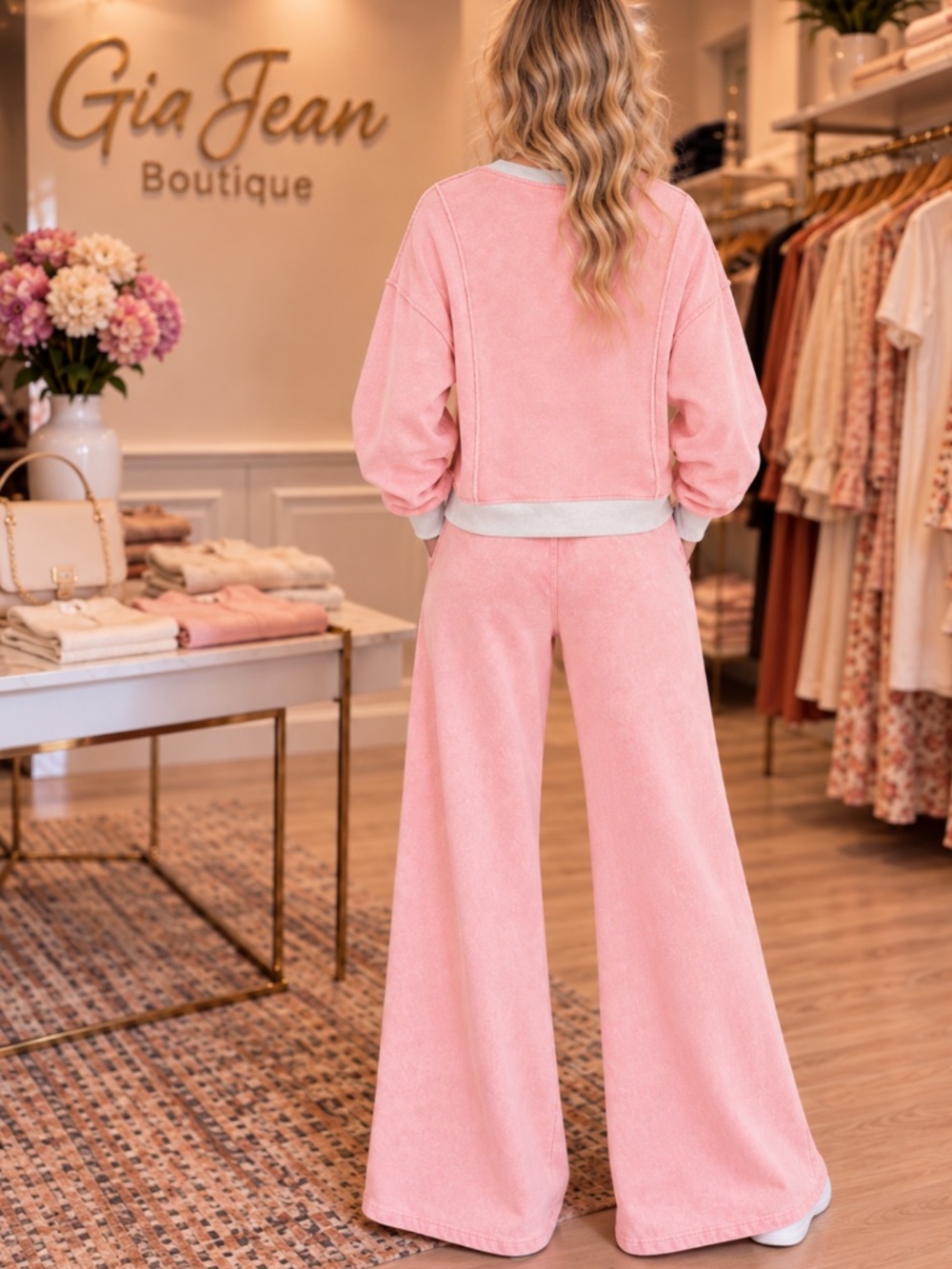 ❤️ ZENANA “ KRISTEN 2 “ ZENANA TWO PIECE ACID WASH SWEAT SUIT COLOR BLOCK SET 52 - Picture 2 of 2